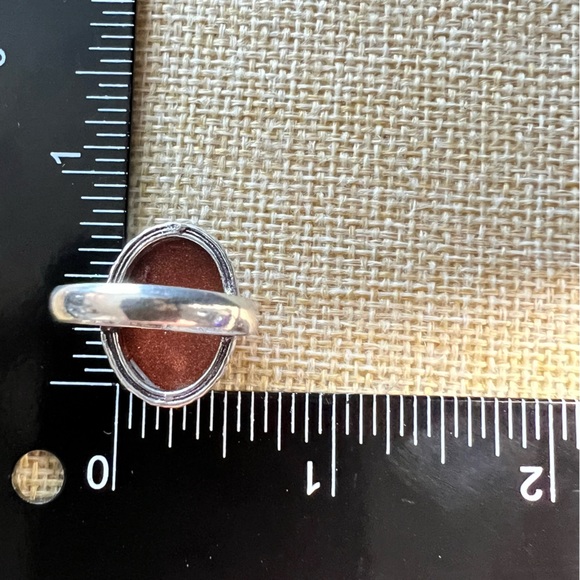 New Sandstone Goldstone Sterling Silver Overlay Ring Size 7 - Picture 5 of 6